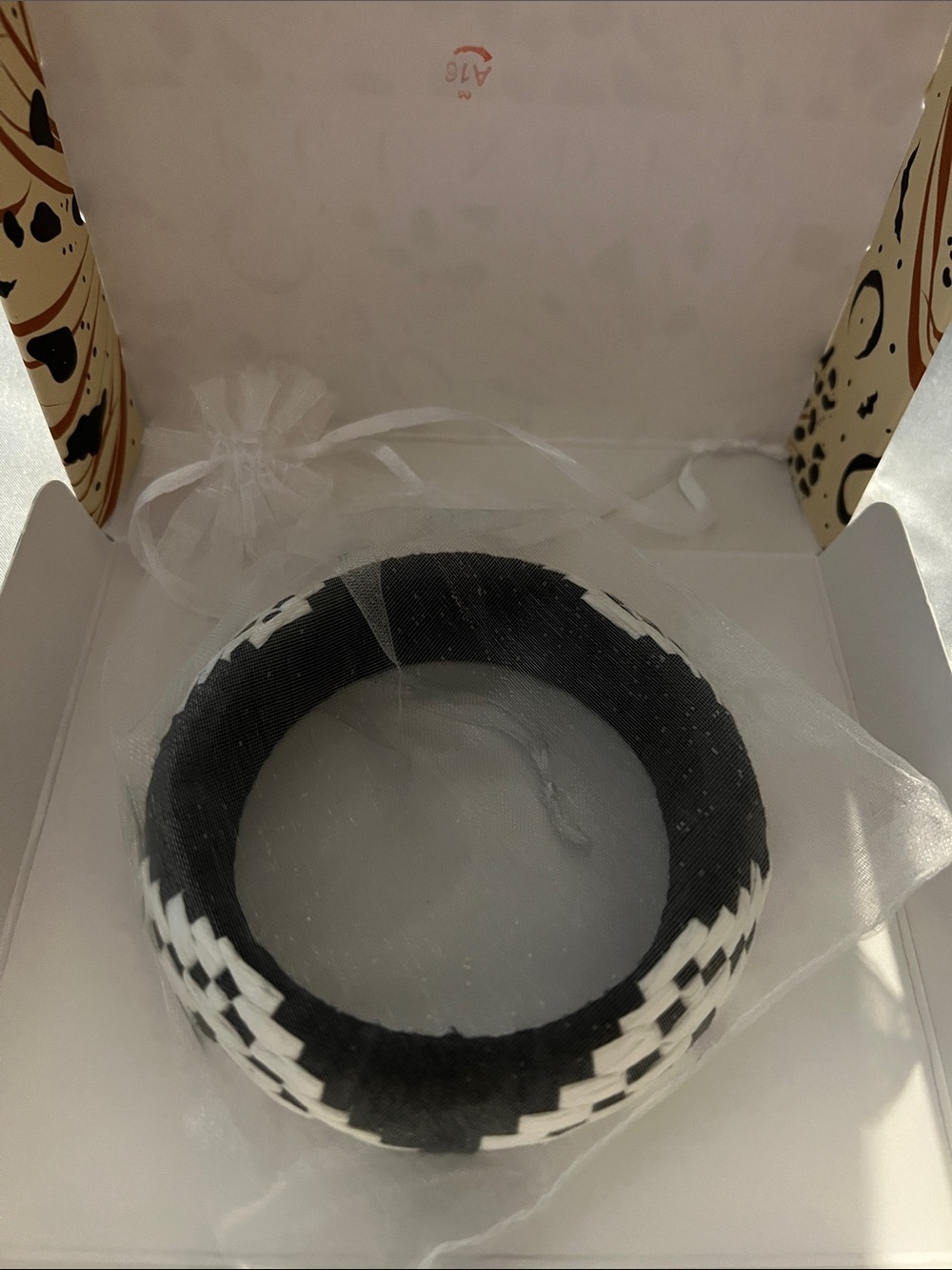 Black & White Patterned Women's Bangle Bracelet